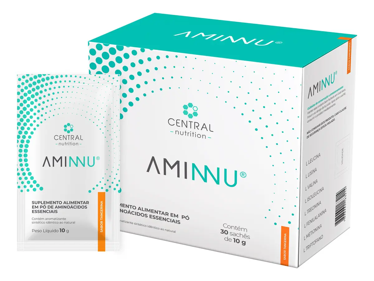 Aminnu Aminoácidos Essenciais 30 Sachês Sabor Tangerina Central Nutrition