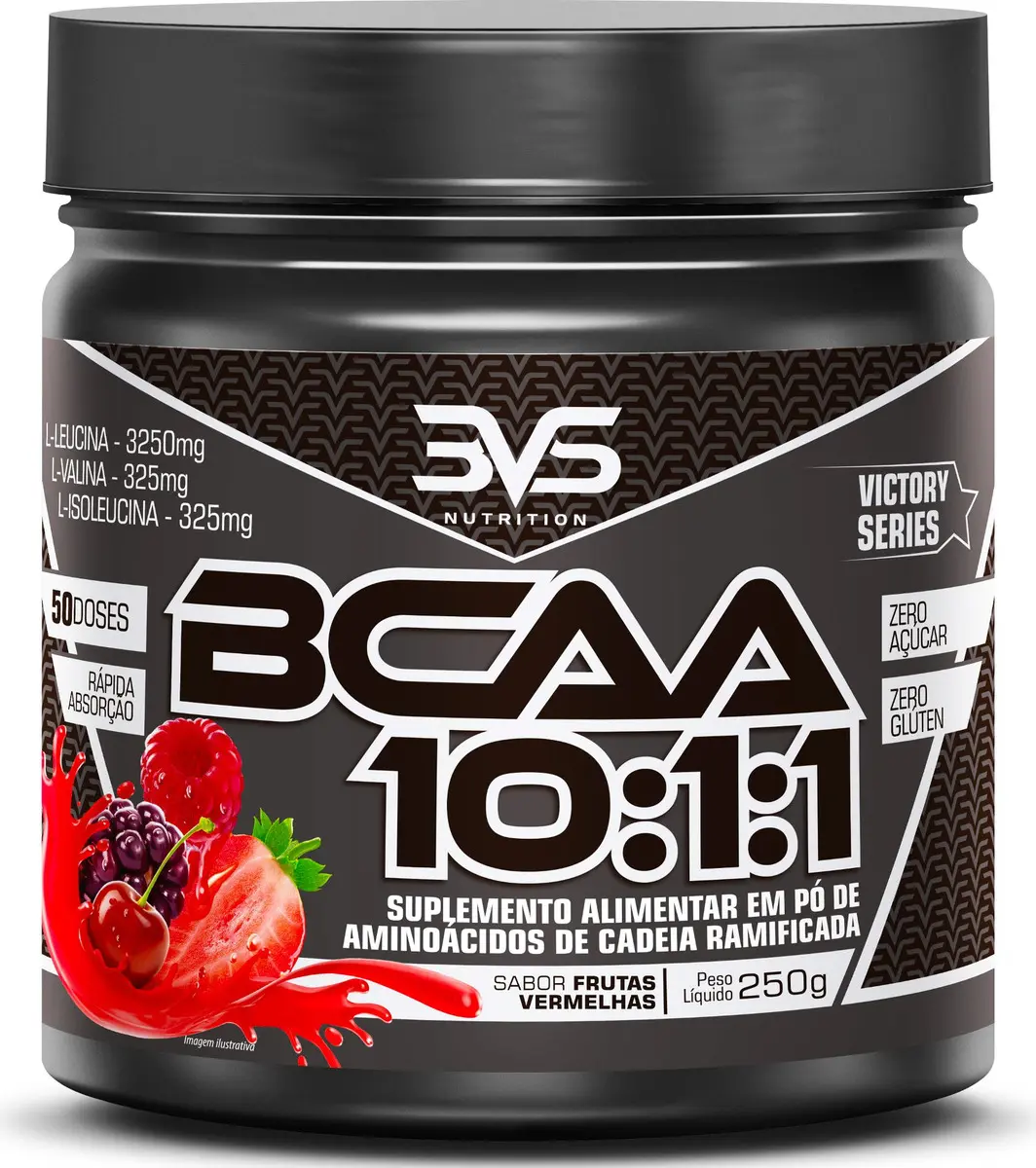 BCAA 10:1:1 Em Pó 250g Sabor Frutas Vermelhas 3VS Nutrition