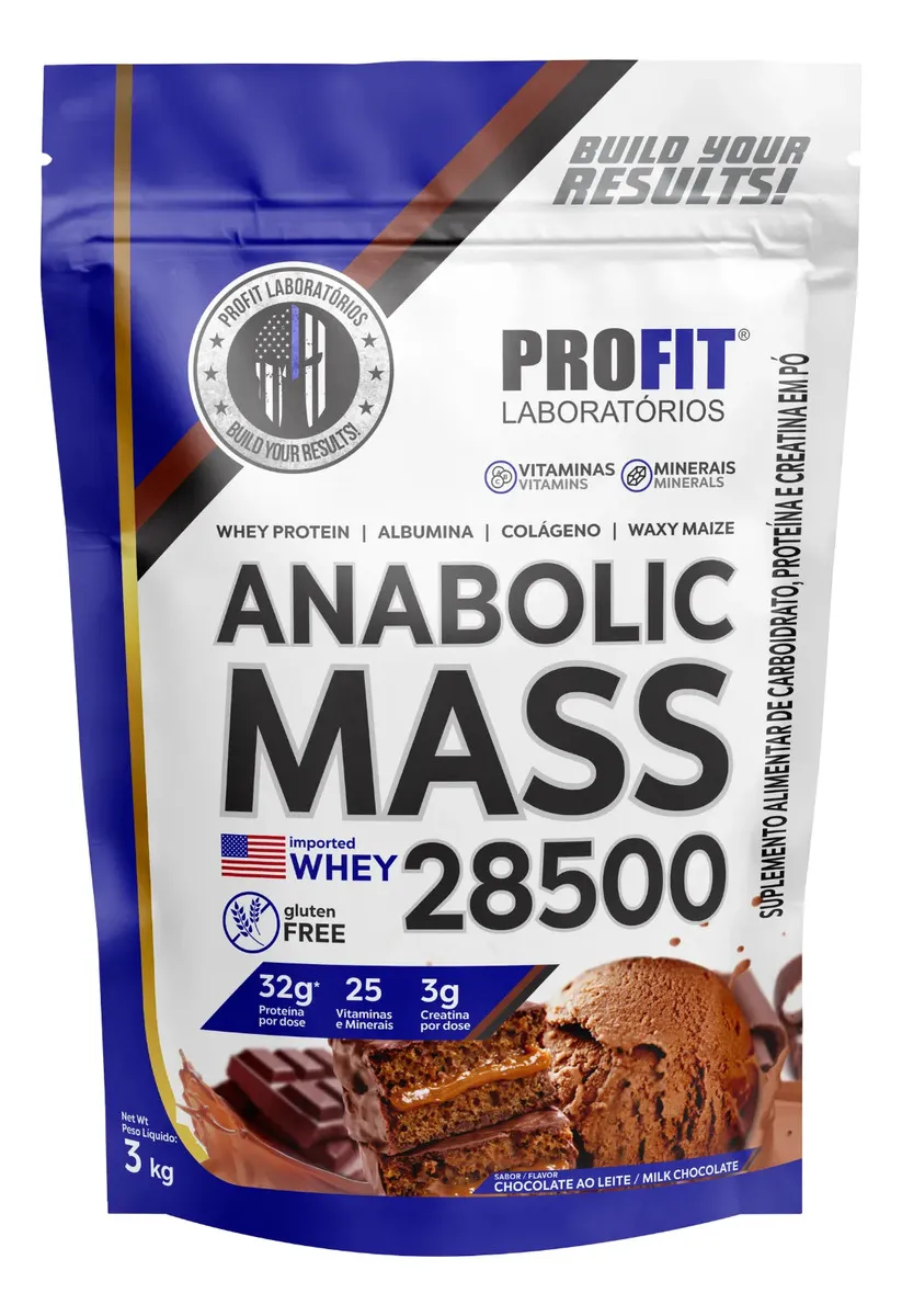 Hipercalórico Anabolic Mass 28500 3kg Chocolate ProFit