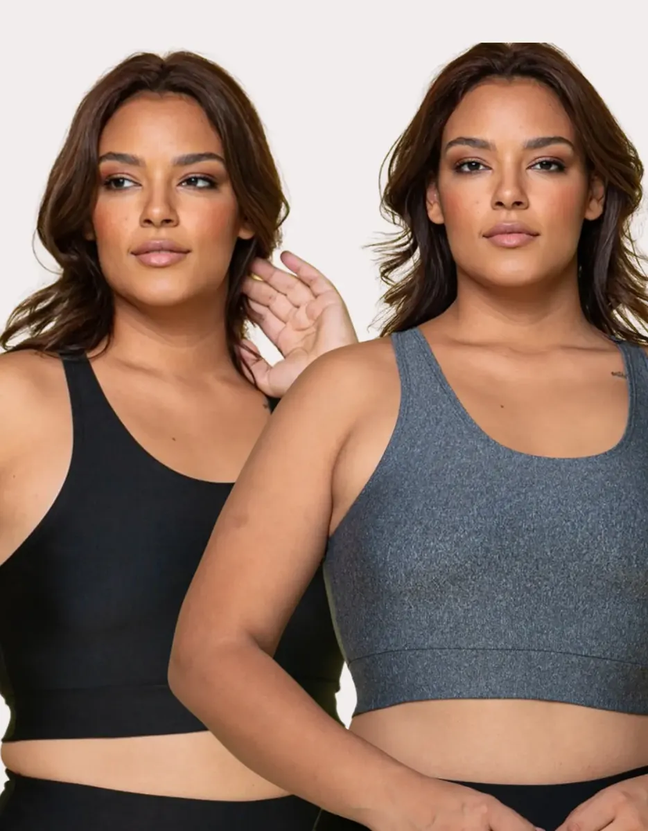 Kit 2 Top Fitness Plus Size G1 G2 G3 Sem Bojo Academia
