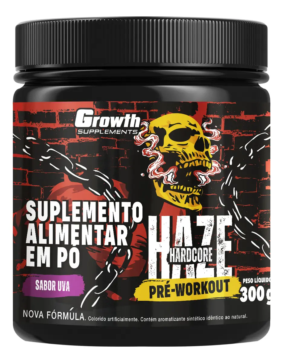 Pré-Treino Haze Hardcore 300g Uva Growth Supplements