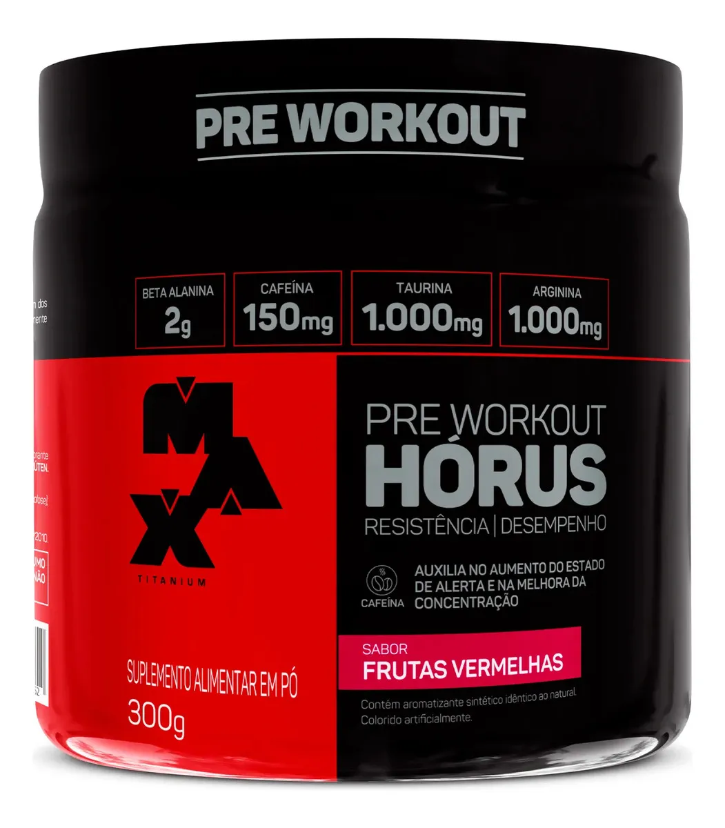 Pré-Treino Horus 300g Frutas Vermelhas Max Titanium