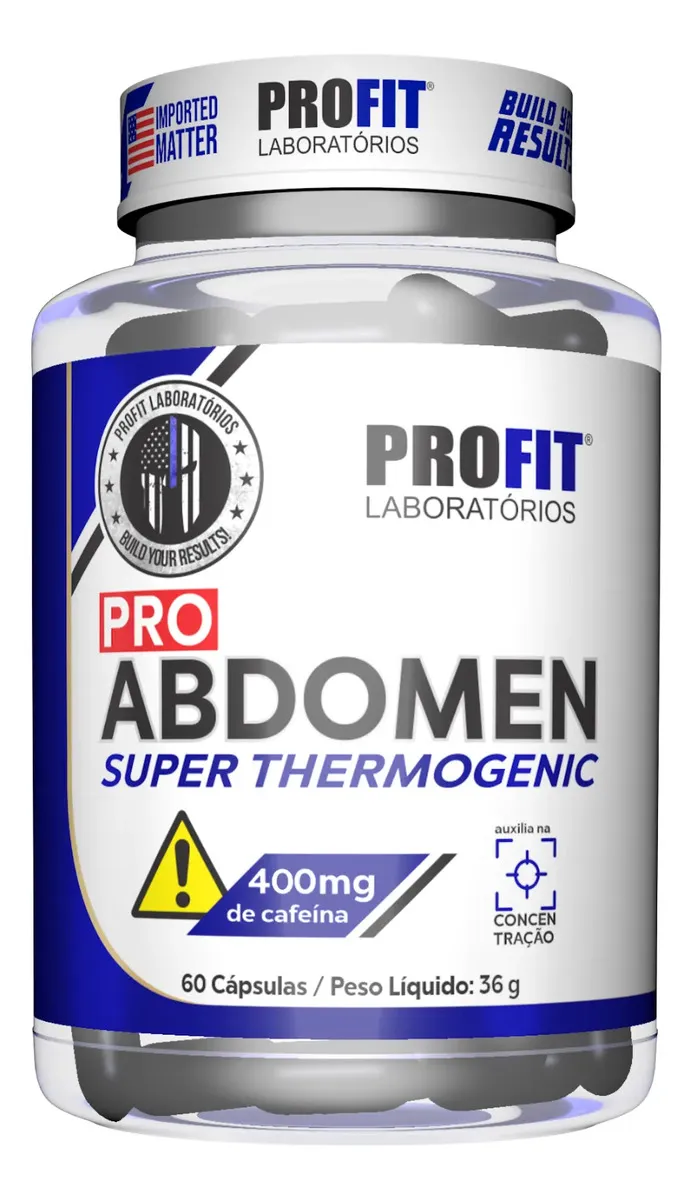 Pro Abdomen 60 Cápsulas Termogênico Profit Laboratórios - 400mg Cafeína, Energia e Queima de Gordura