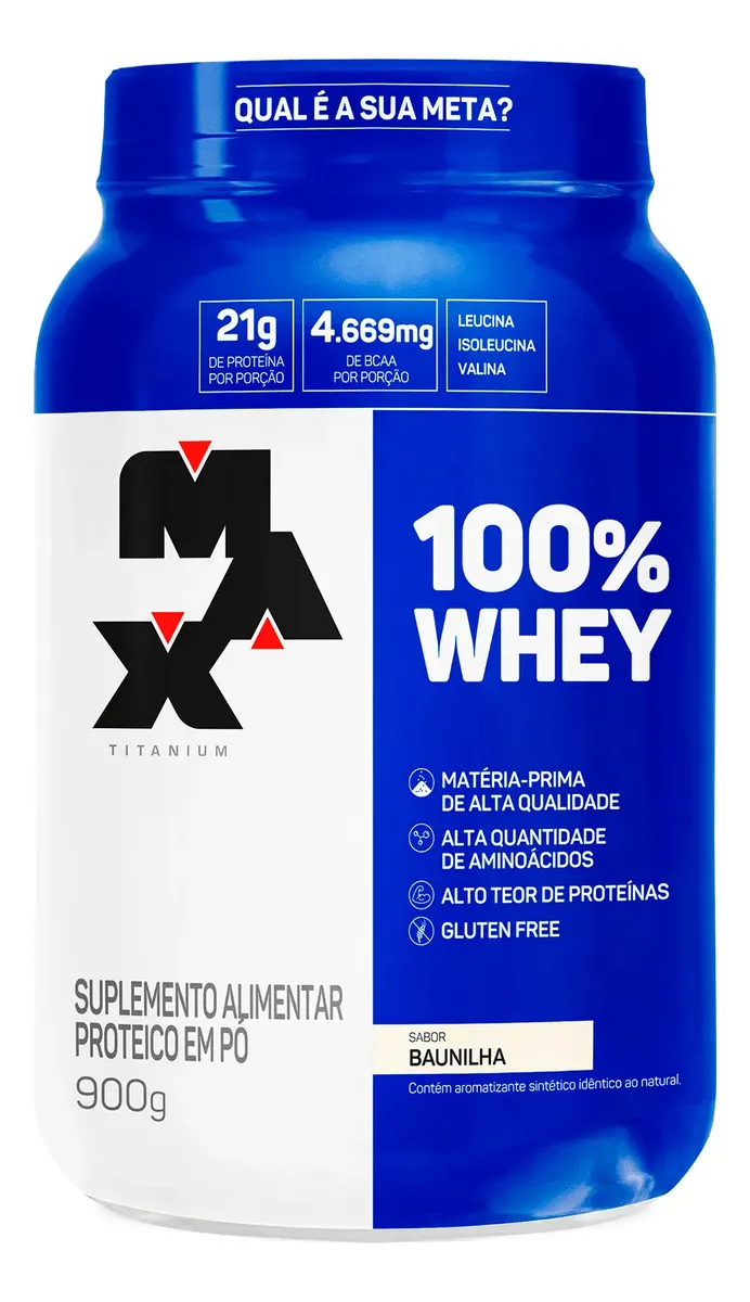 100% Whey Protein Concentrado 900g Baunilha Max Titanium
